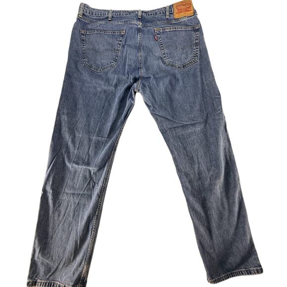 Levis 505 Mens 40x32 Medium Wash Distressed Straight Jeans - Picture 2 of 6